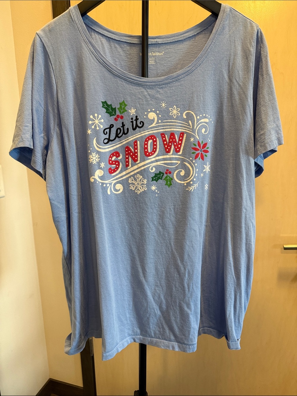Woman Within Light Blue 'Let It Snow' Short-Sleeve Graphic Tee